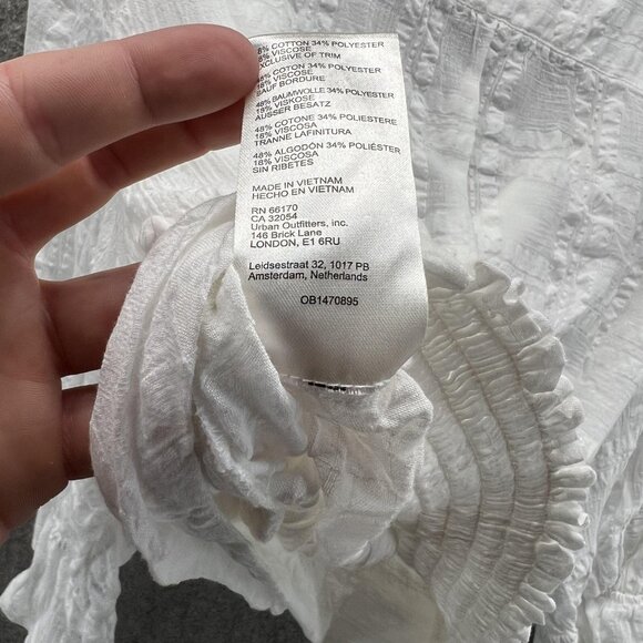 Anthropologie Shirt Womens Small White Textured Wrap Crop Blouse Top Boho - Picture 7 of 11